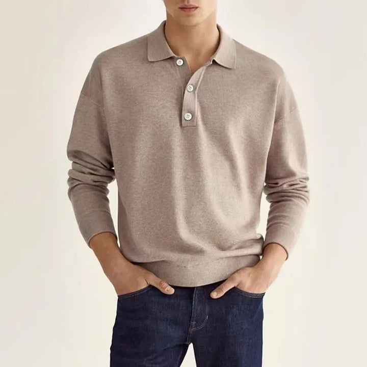 Noah | Men's Summer Long Sleeve Knit Polo Shirt