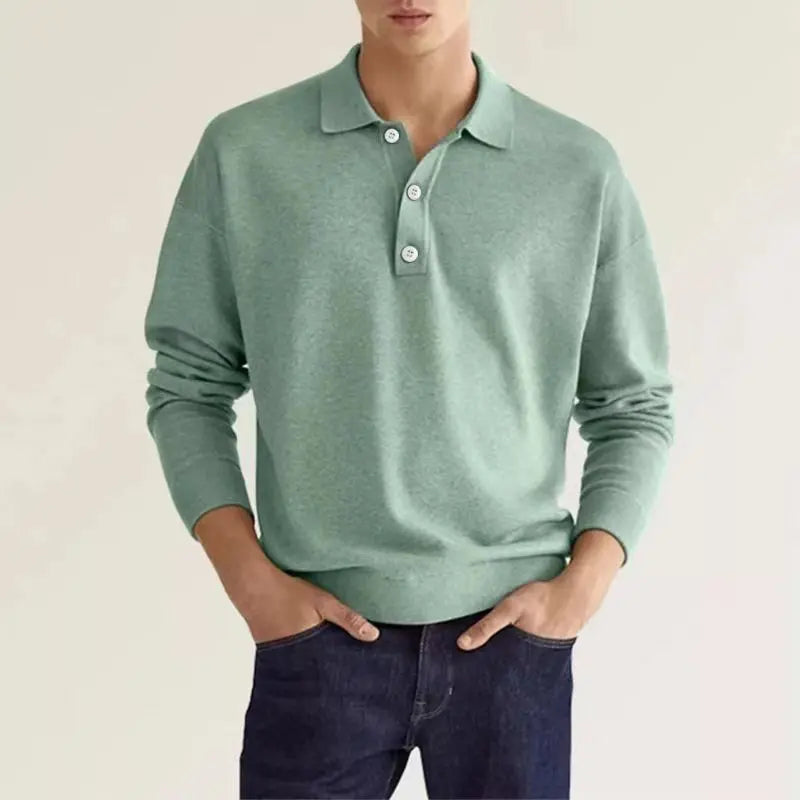 Noah | Men's Summer Long Sleeve Knit Polo Shirt