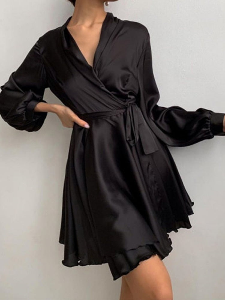 Melani | Women's Summer V-Neck Satin Midi Dress