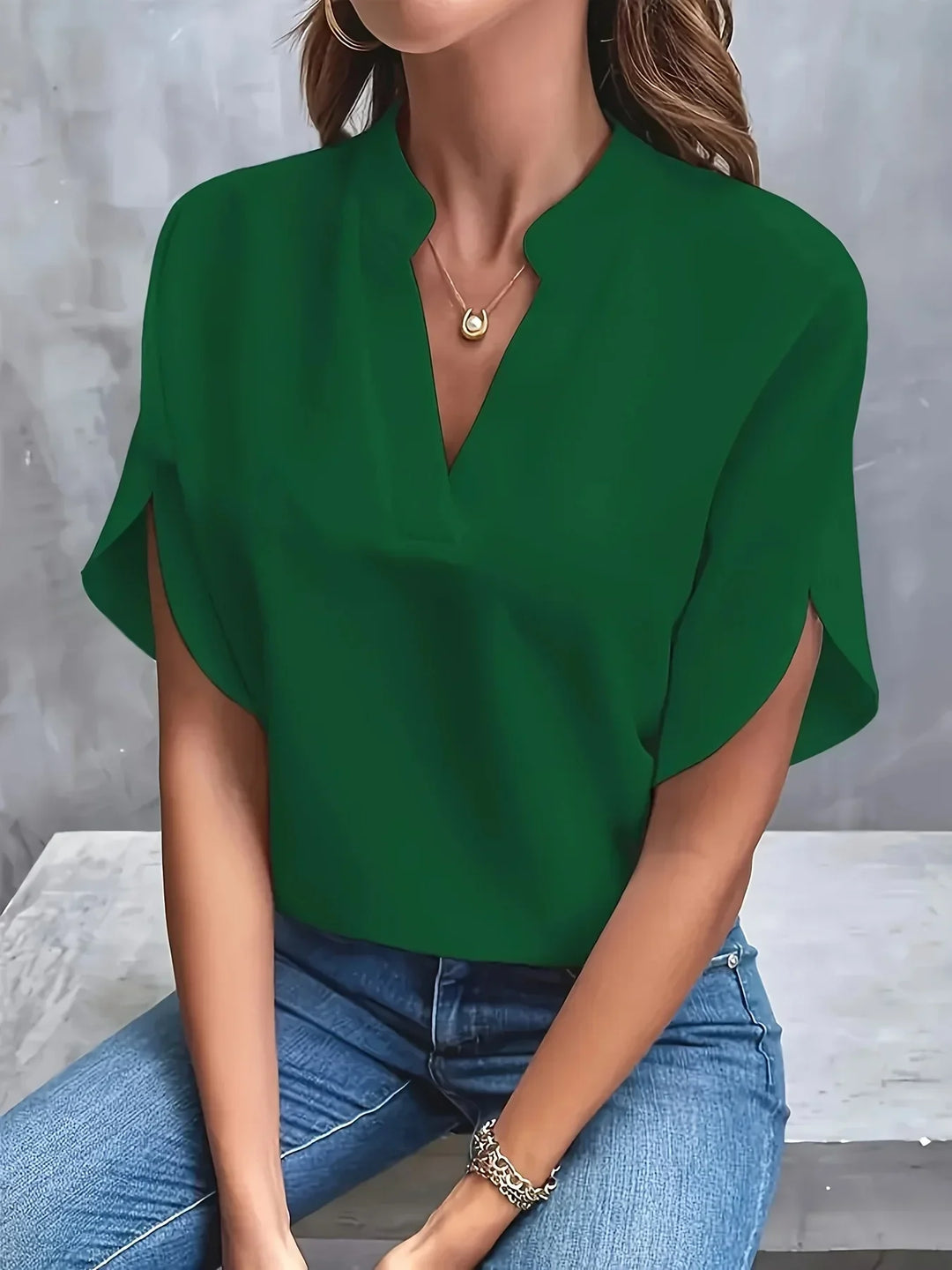 Palmer | Women's Short Sleeve Notch Neck Casual Blouse