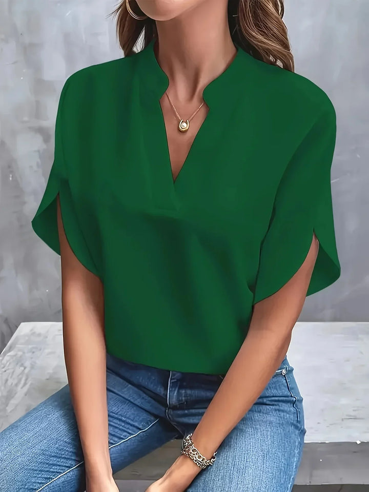 Palmer | Women's Short Sleeve Notch Neck Casual Blouse