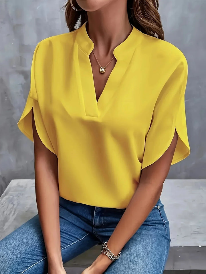 Palmer | Women's Short Sleeve Notch Neck Casual Blouse