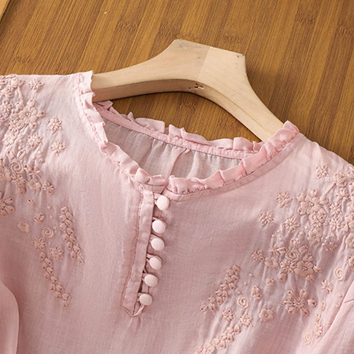 Noa | Women's Embroidered Three Quarter Sleeve Casual Blouse