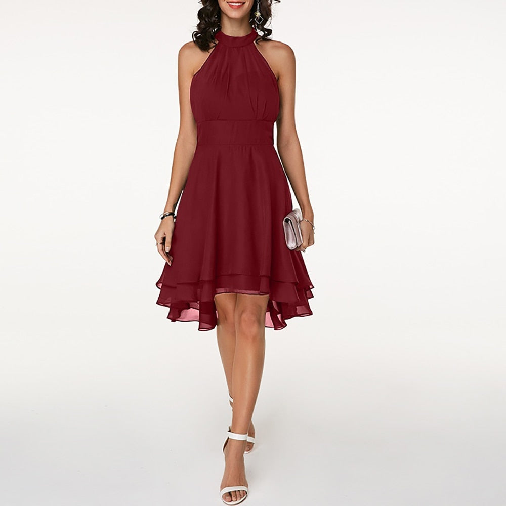 Ruby | Women’s Elegant Halter Neck Midi Dress