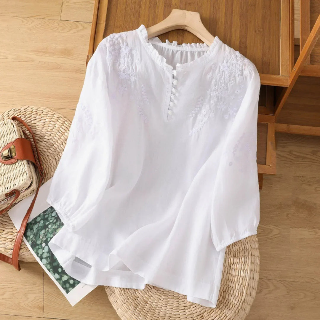 Noa | Women's Embroidered Three Quarter Sleeve Casual Blouse