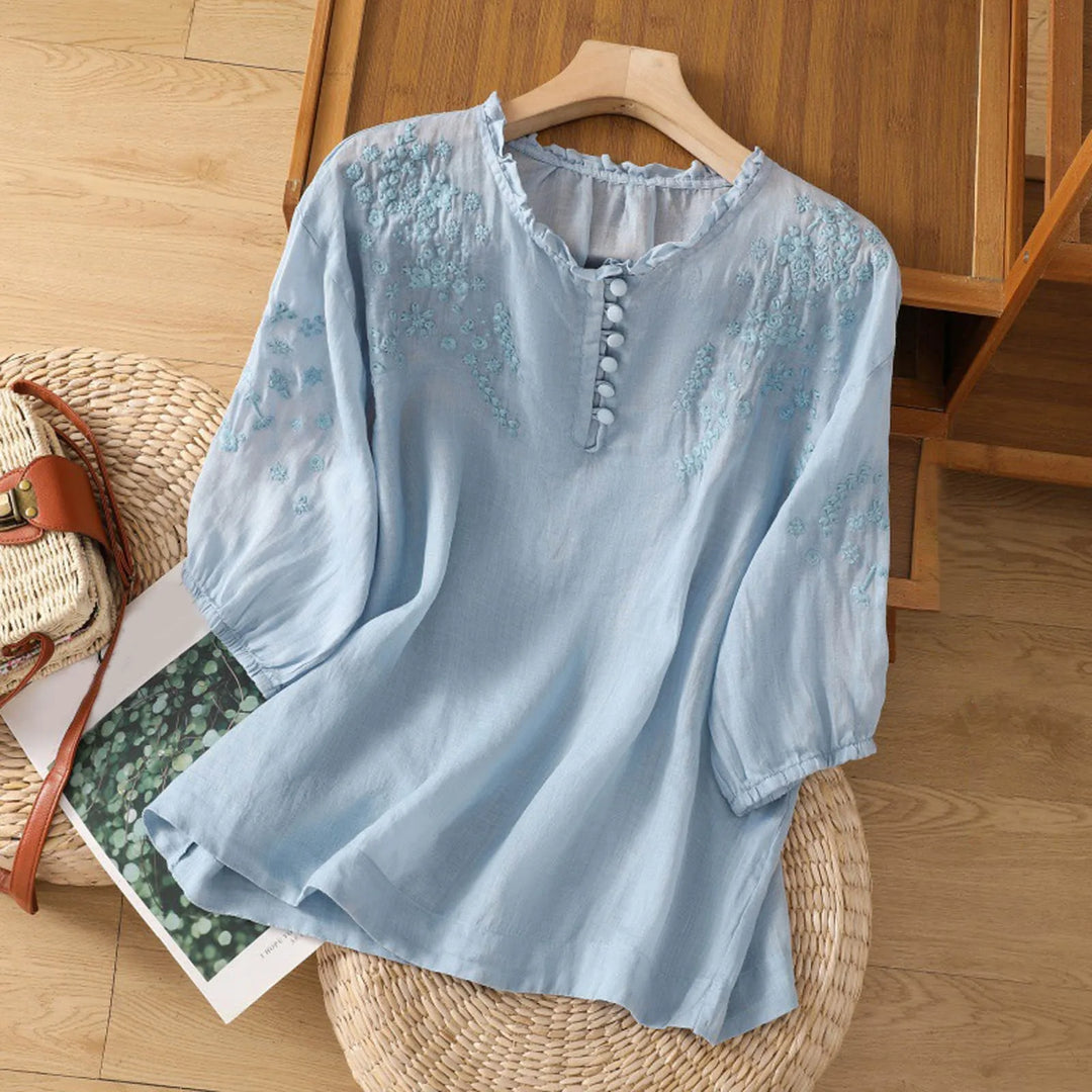 Noa | Women's Embroidered Three Quarter Sleeve Casual Blouse