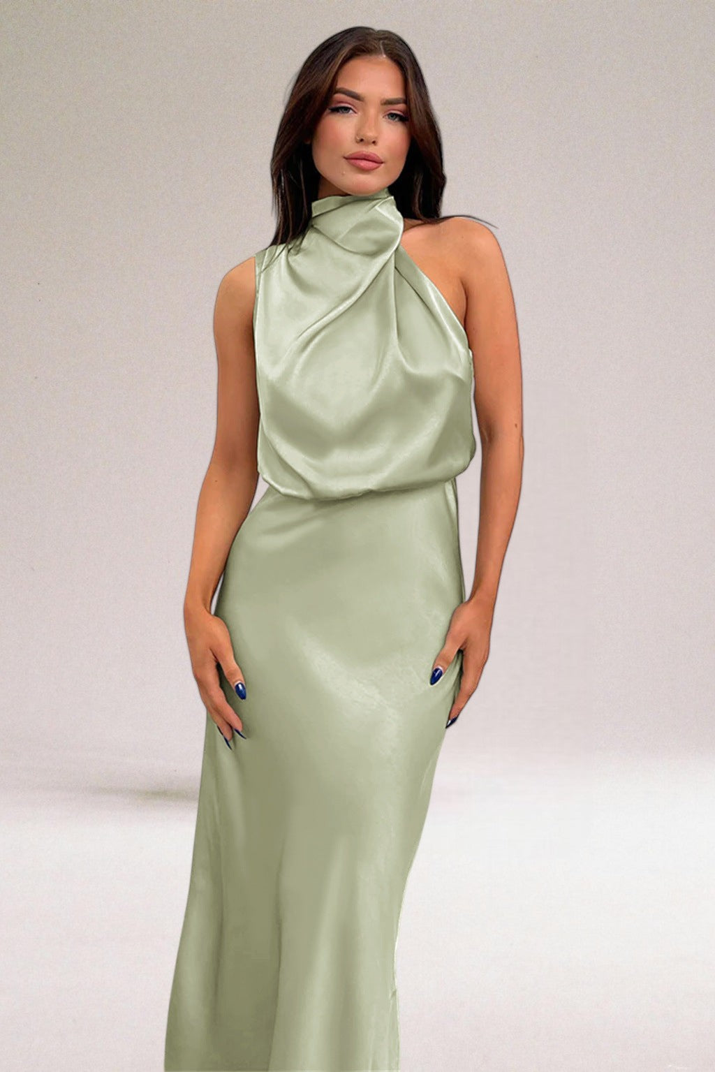 Luciana | Women's Halter Neck Sleeveless Midi Dress
