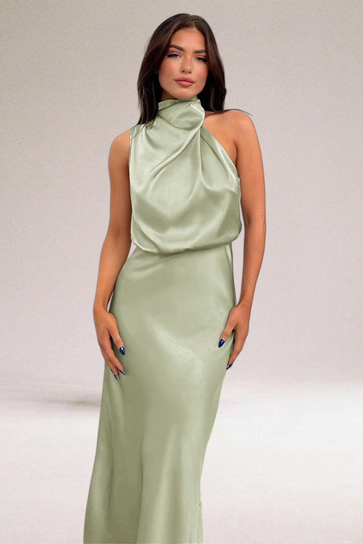 Luciana | Women's Halter Neck Sleeveless Midi Dress