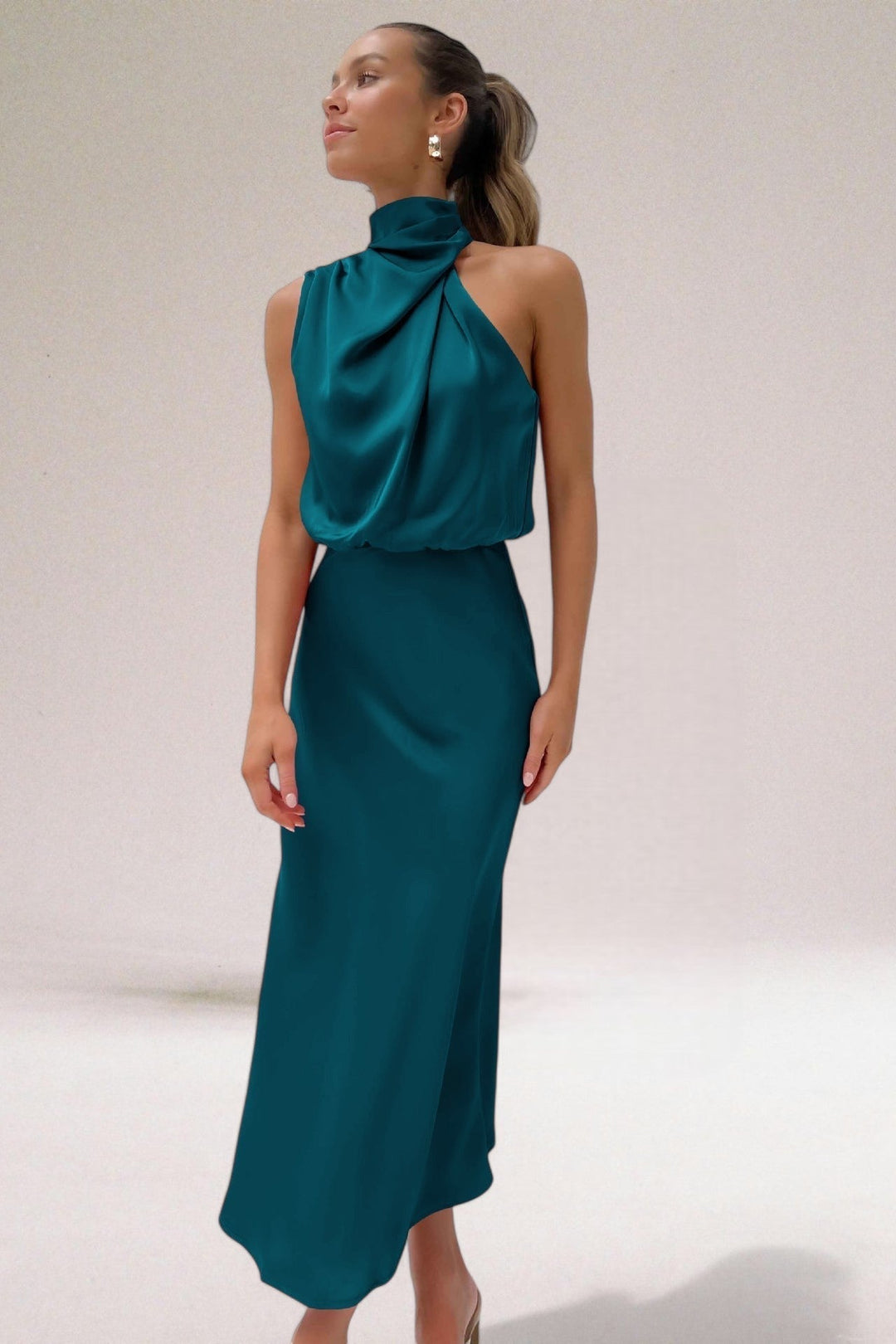 Luciana | Women's Halter Neck Sleeveless Midi Dress