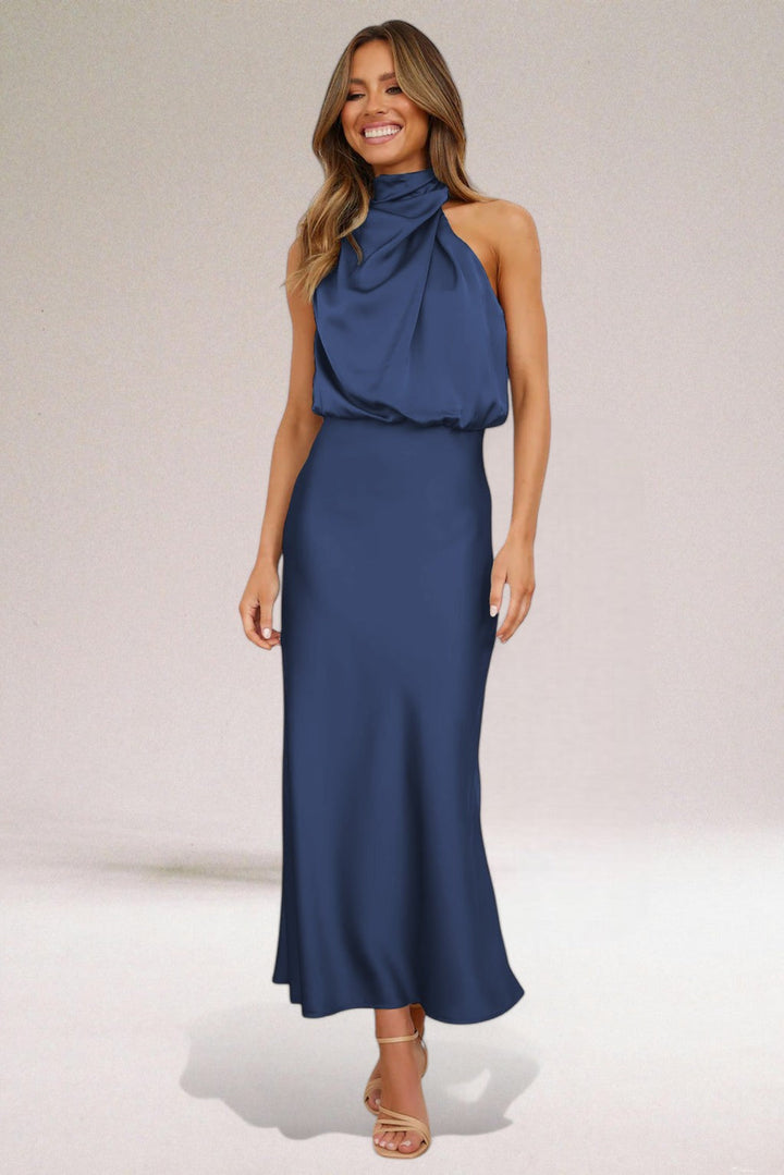 Luciana | Women's Halter Neck Sleeveless Midi Dress