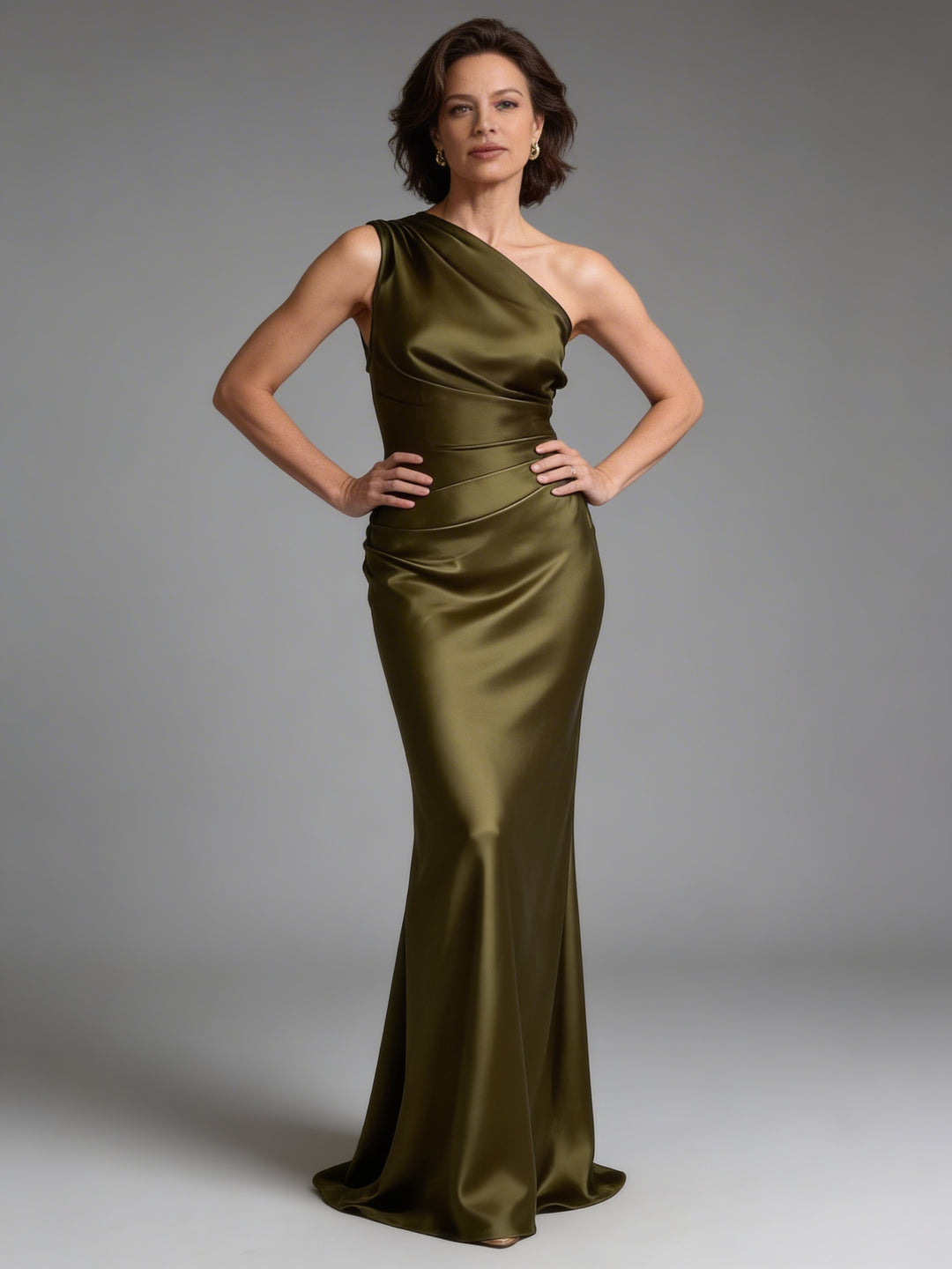 Simone | Women's Elegant One-Shoulder Pleated Maxi Dress