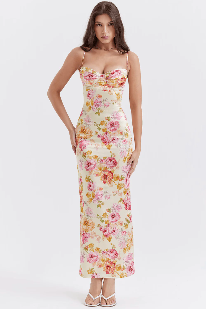 Ophelia | Women's Summer Floral Spaghetti Strap Maxi Dress