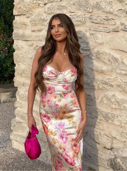 Ophelia | Women's Summer Floral Spaghetti Strap Maxi Dress