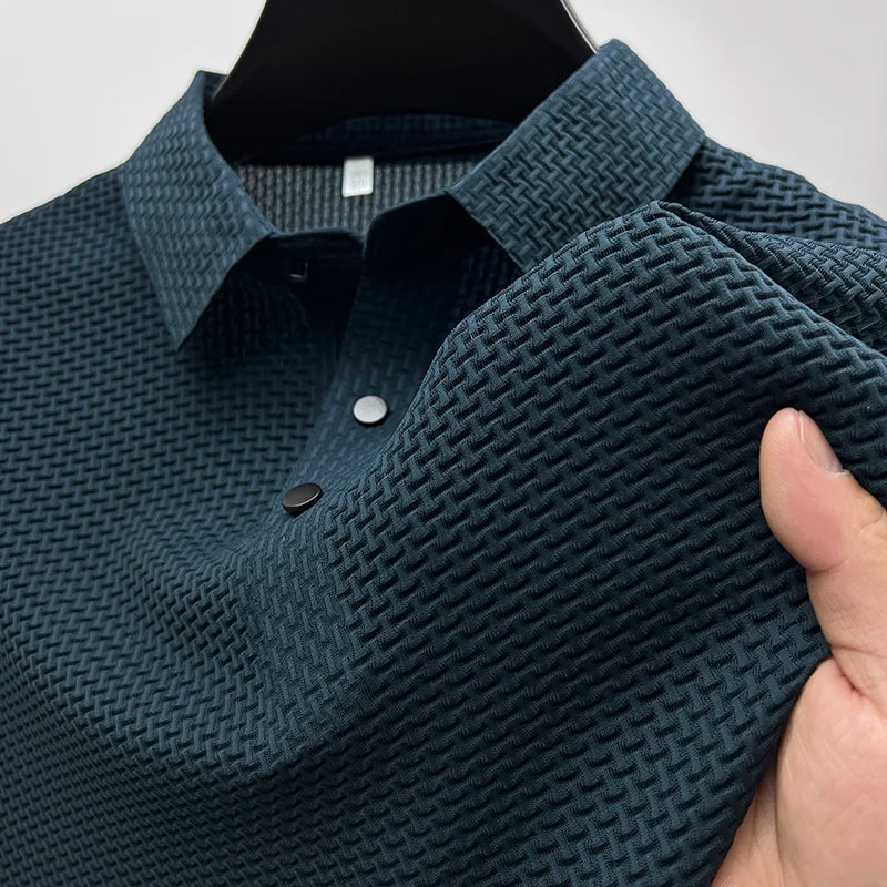 Reid | Men's Casual Textured Buttoned Collar Polo Shirt