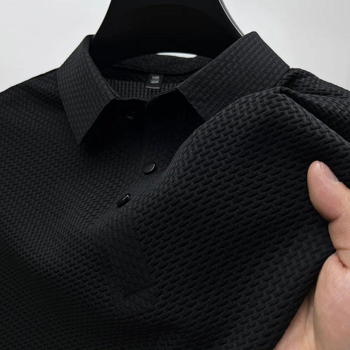 Reid | Men's Casual Textured Buttoned Collar Polo Shirt