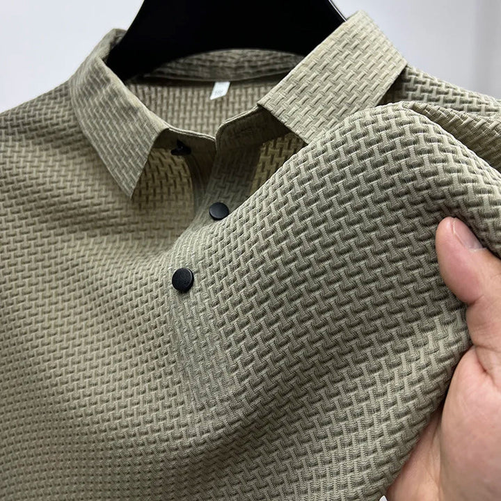 Reid | Men's Casual Textured Buttoned Collar Polo Shirt