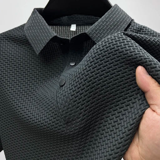 Reid | Men's Casual Textured Buttoned Collar Polo Shirt