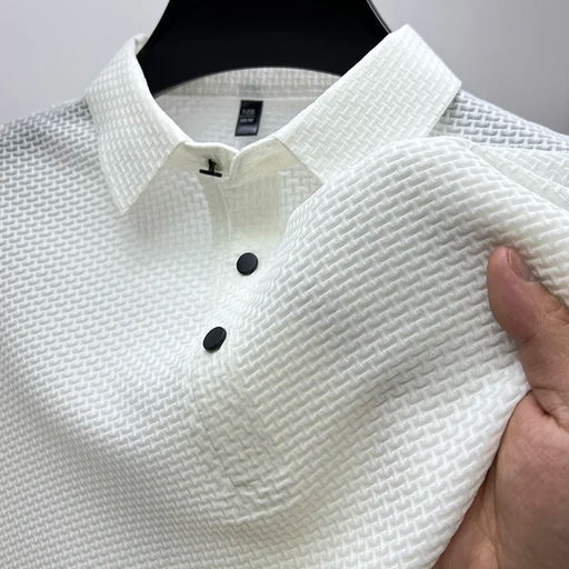 Reid | Men's Casual Textured Buttoned Collar Polo Shirt
