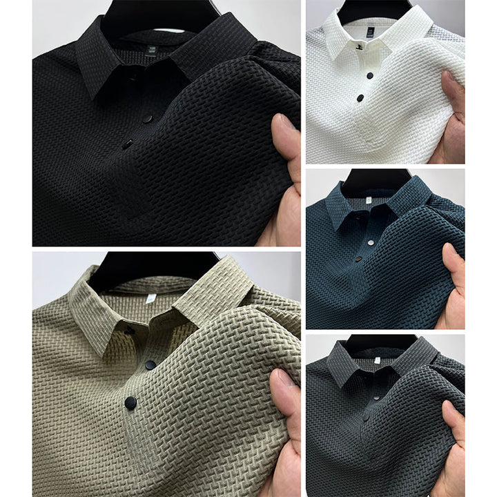 Reid | Men's Casual Textured Buttoned Collar Polo Shirt