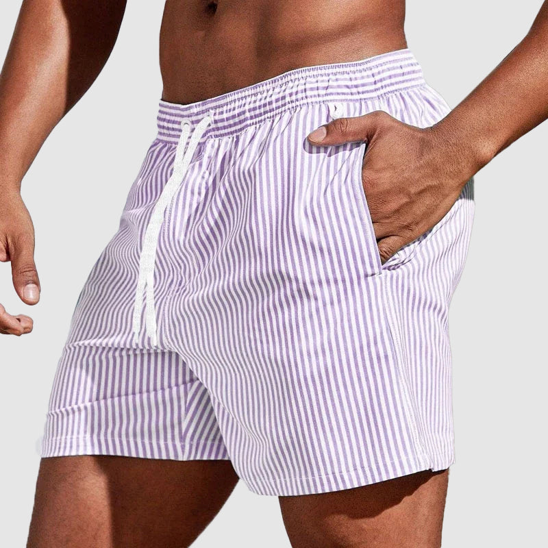 Noah | Men's Beach Quick-Drying Striped Swim Trunks