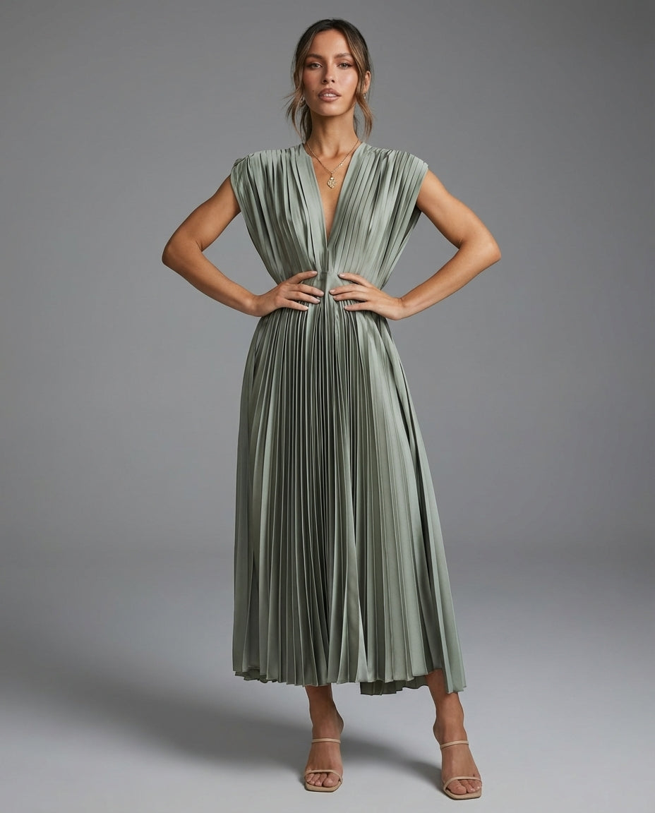 Zahra | Women's Elegant Pleated Maxi Dress