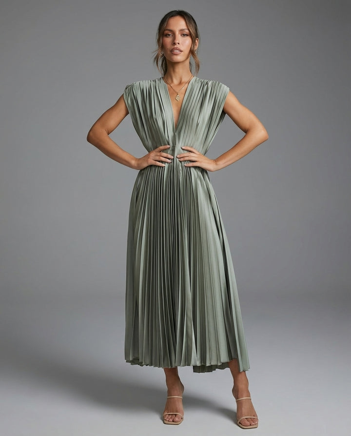 Zahra | Women's Elegant Pleated Maxi Dress