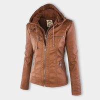 Olivia | Women's Hooded Cropped Leather Jacket