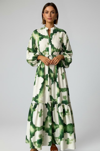 Maya | Women's Summer Floral Maxi Dress Puffed Sleeves