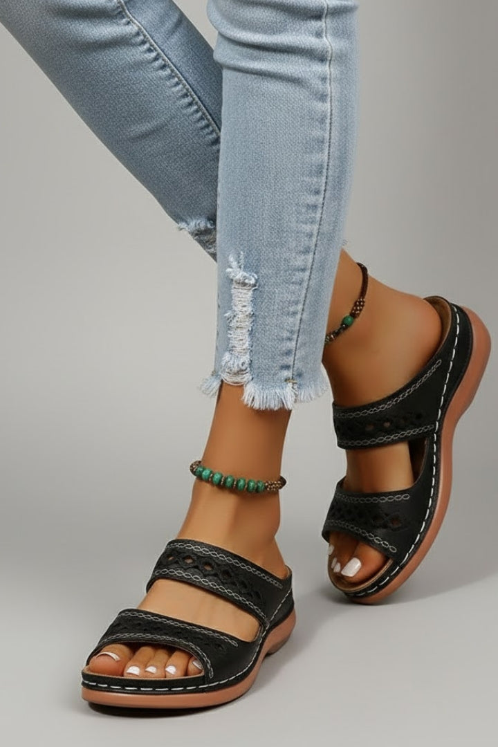 Nina | Women’s Slip-On Sandals with Double Strap and Open Toe