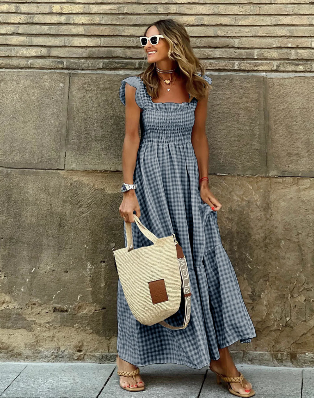 Marvella | Women's Summer Square Neck Maxi Dress