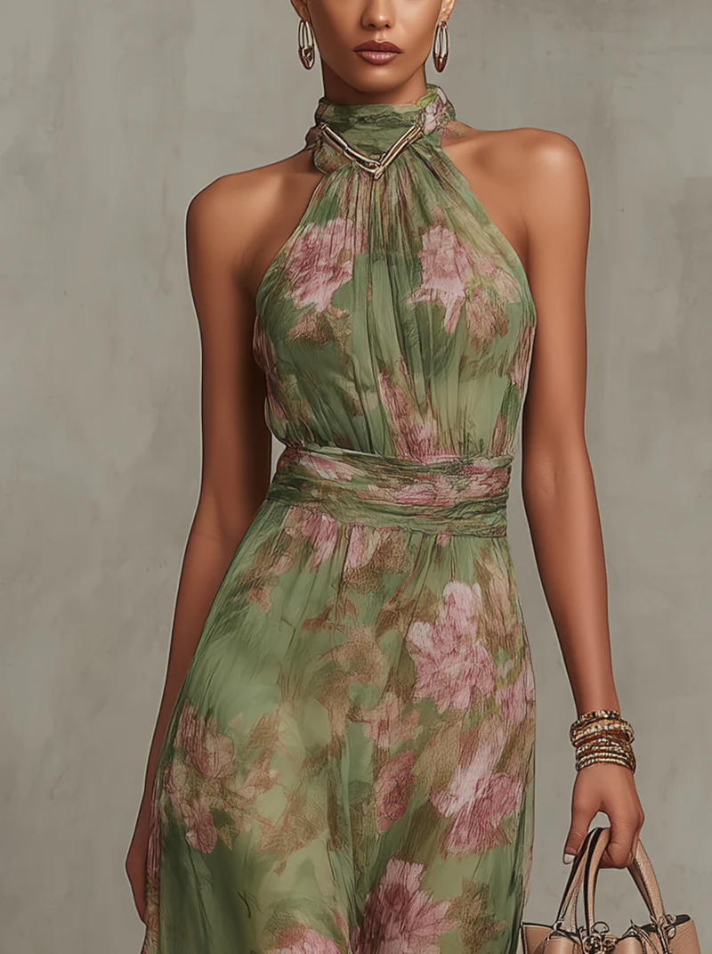 Capri | Women's Summer Halter Floral Dress