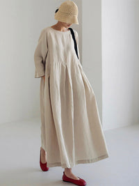 Aria | Women's Long Sleeve Linen Maxi Dress