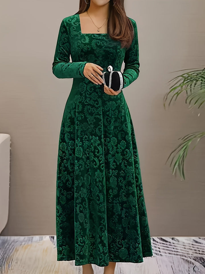 Wren | Women's Square Neck Long Sleeve Flared Midi Dress