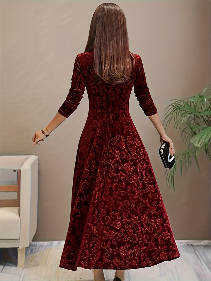 Wren | Women's Square Neck Long Sleeve Flared Midi Dress