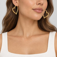 Women's Polished Open-Heart Earrings