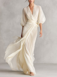 Morgan | Women's Chiffon Puff Sleeve Wrap Dress