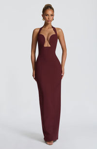 Cassandra | Women's Plunge Halter Corset Holiday Evening Dress