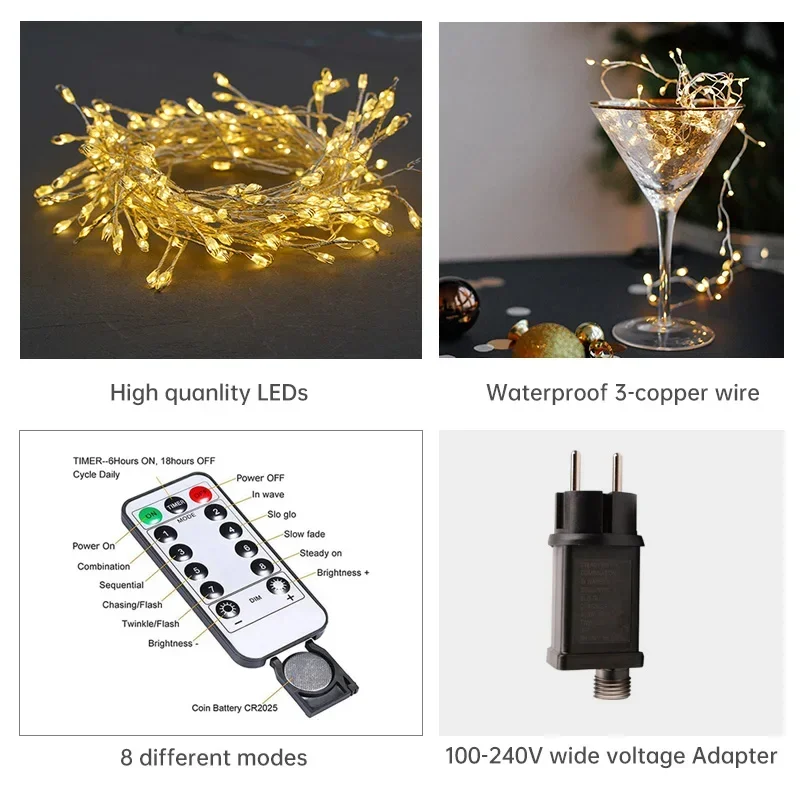 Christmas String Lights Warm White Cluster LED Decorative Lights