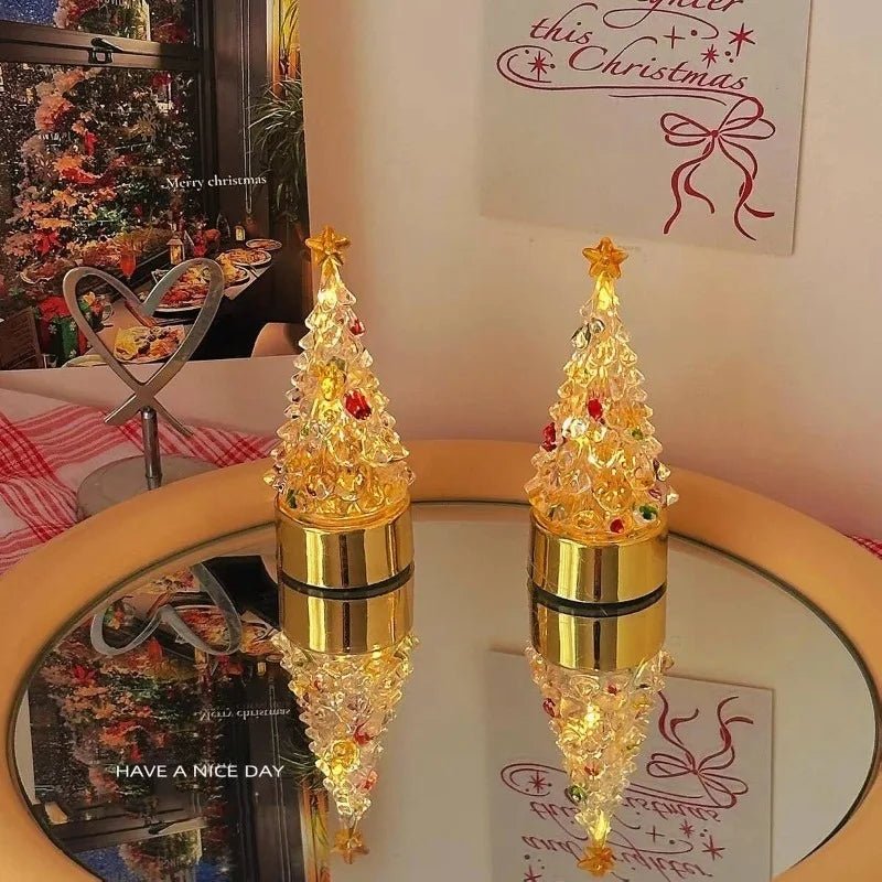 Christmas Tree Lamp with LED Light and Gold Base