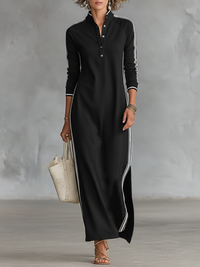 Brianna | Women's Collared Sweatshirt Maxi Dress