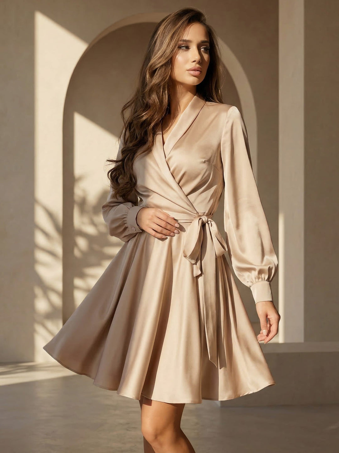Melani | Women's Summer V-Neck Satin Midi Dress
