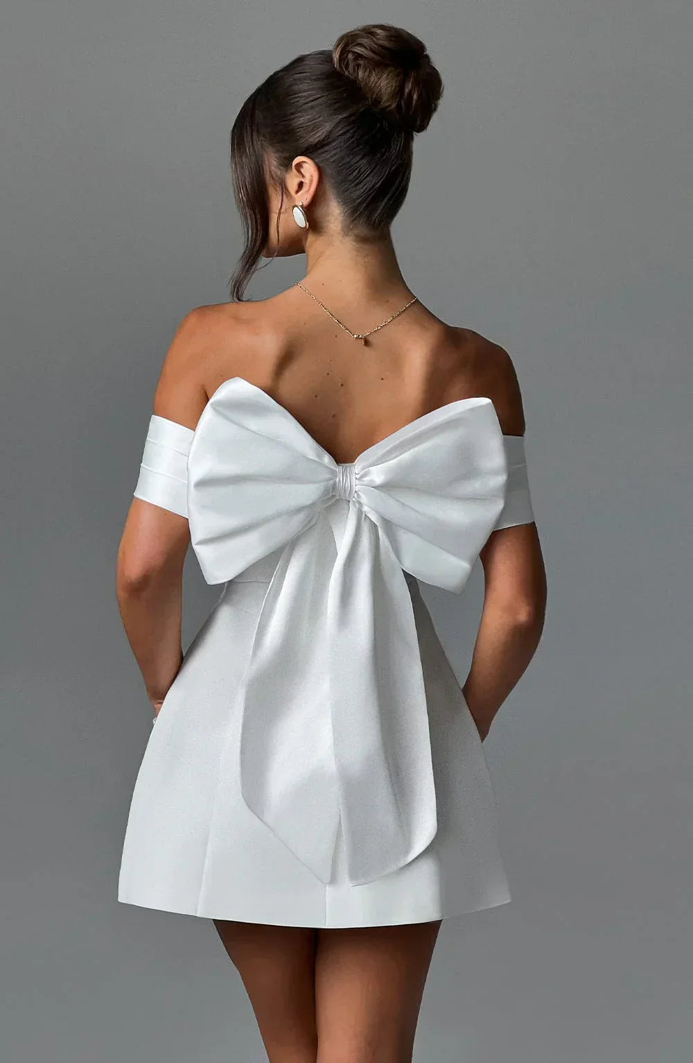 Ava | Women's Off Shoulder Bow Back Mini Dress