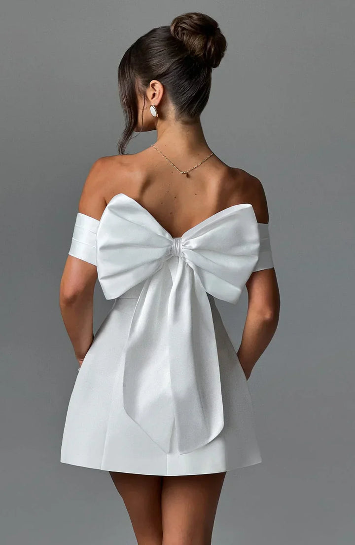 Ava | Women's Off Shoulder Bow Back Mini Dress