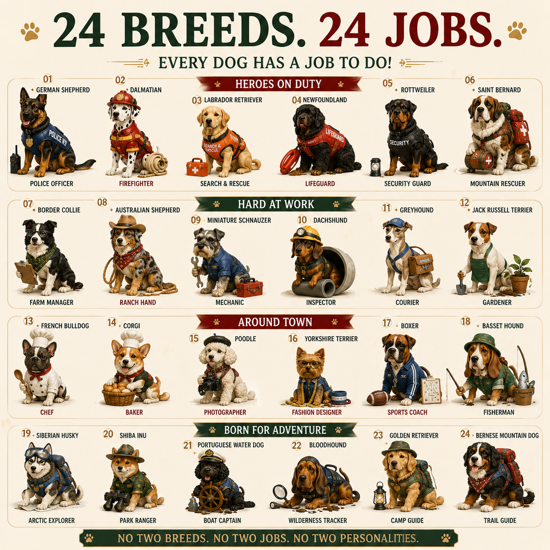 Dog Advent Calendar with 24 Breeds and Job-Inspired Characters