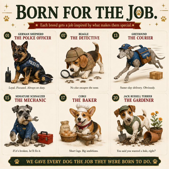 Dog Advent Calendar with 24 Breeds and Job-Inspired Characters