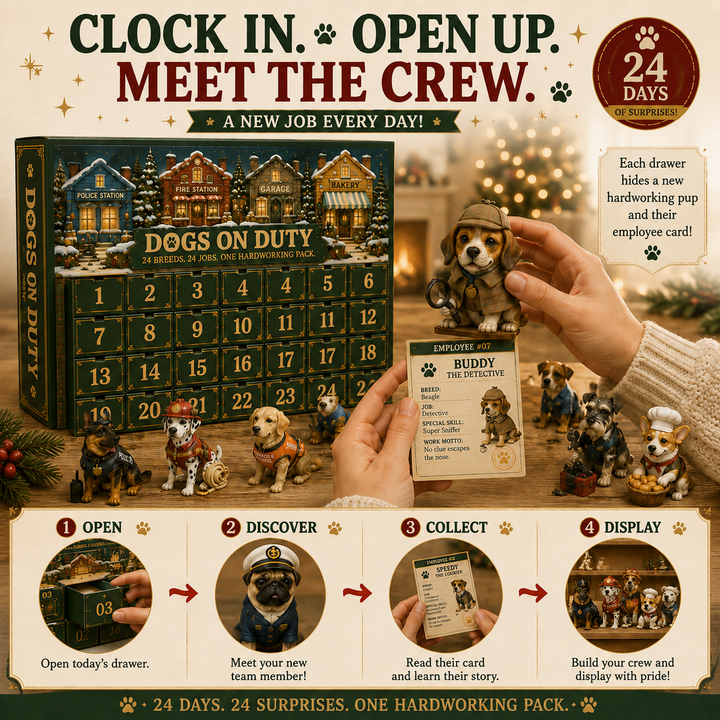 Dog Advent Calendar with 24 Breeds and Job-Inspired Characters