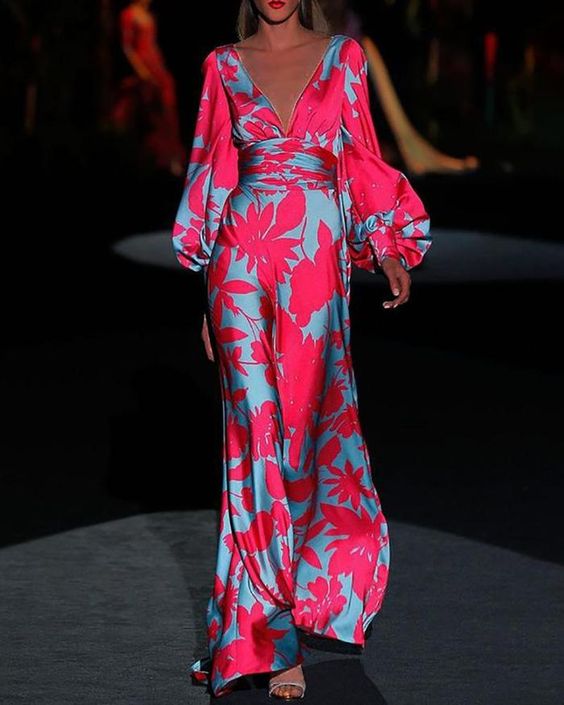Isabella | Women's Elegant V-Neck Wrap Waist Maxi Dress
