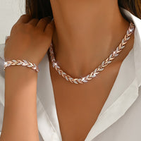 Women's Leaf Chain Necklace & Bracelet Set