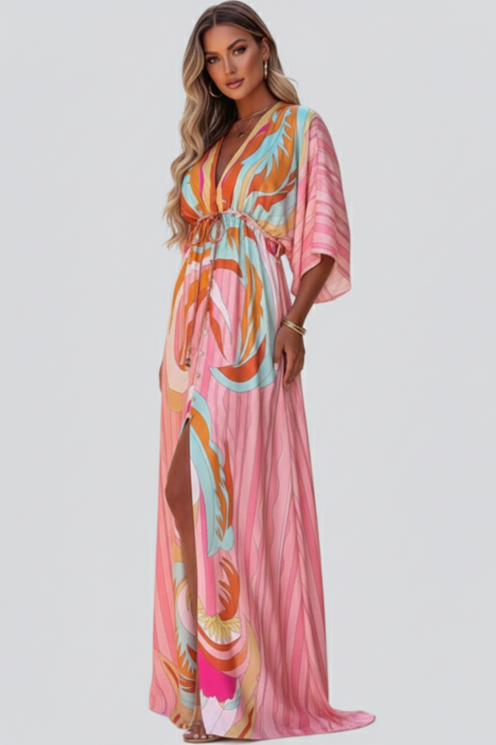 Annett | Women’s Summer Printed Dress with Batwing Sleeves