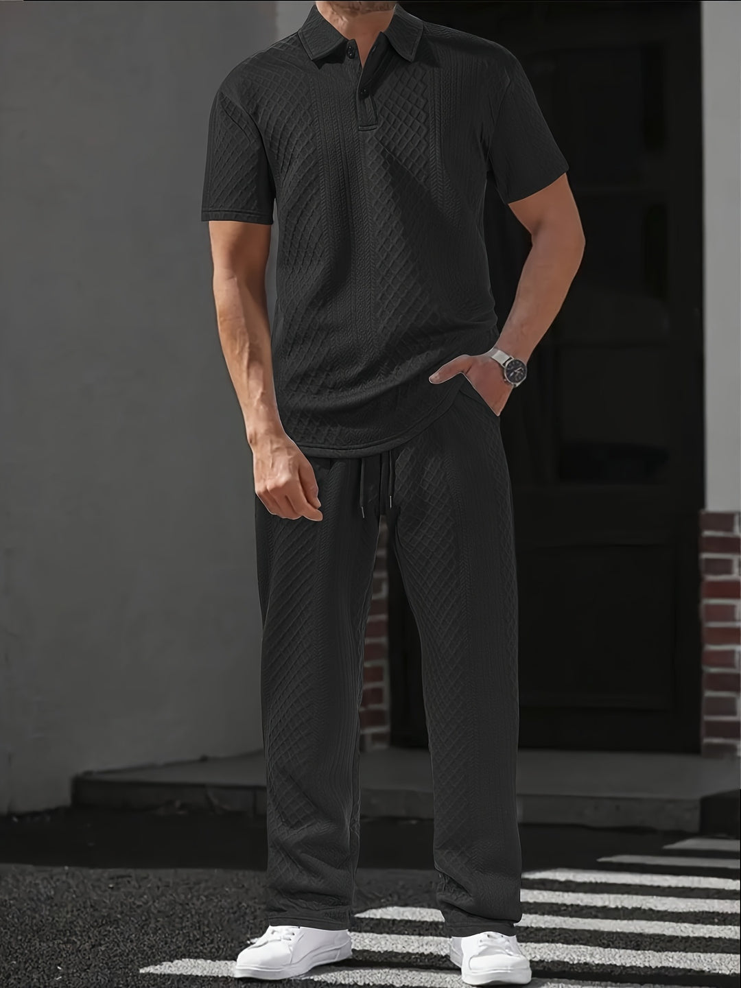 Angelo | Men's Polo Shirt Straight Leg Pants Set
